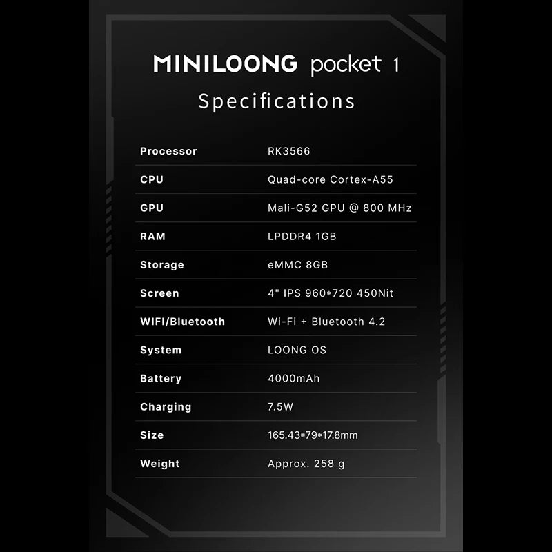 MINI LOONG Pocket 1 Retro Console